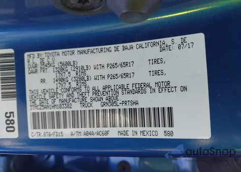 2017 Toyota Tacoma Trd Sport z USA, uszkodzony, nr VIN 3TMCZ5AN1HM103382